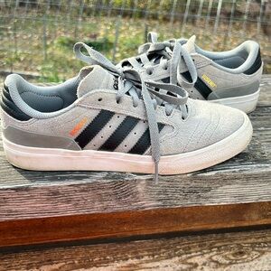 Grey suede adidas Busenitz skate shoes